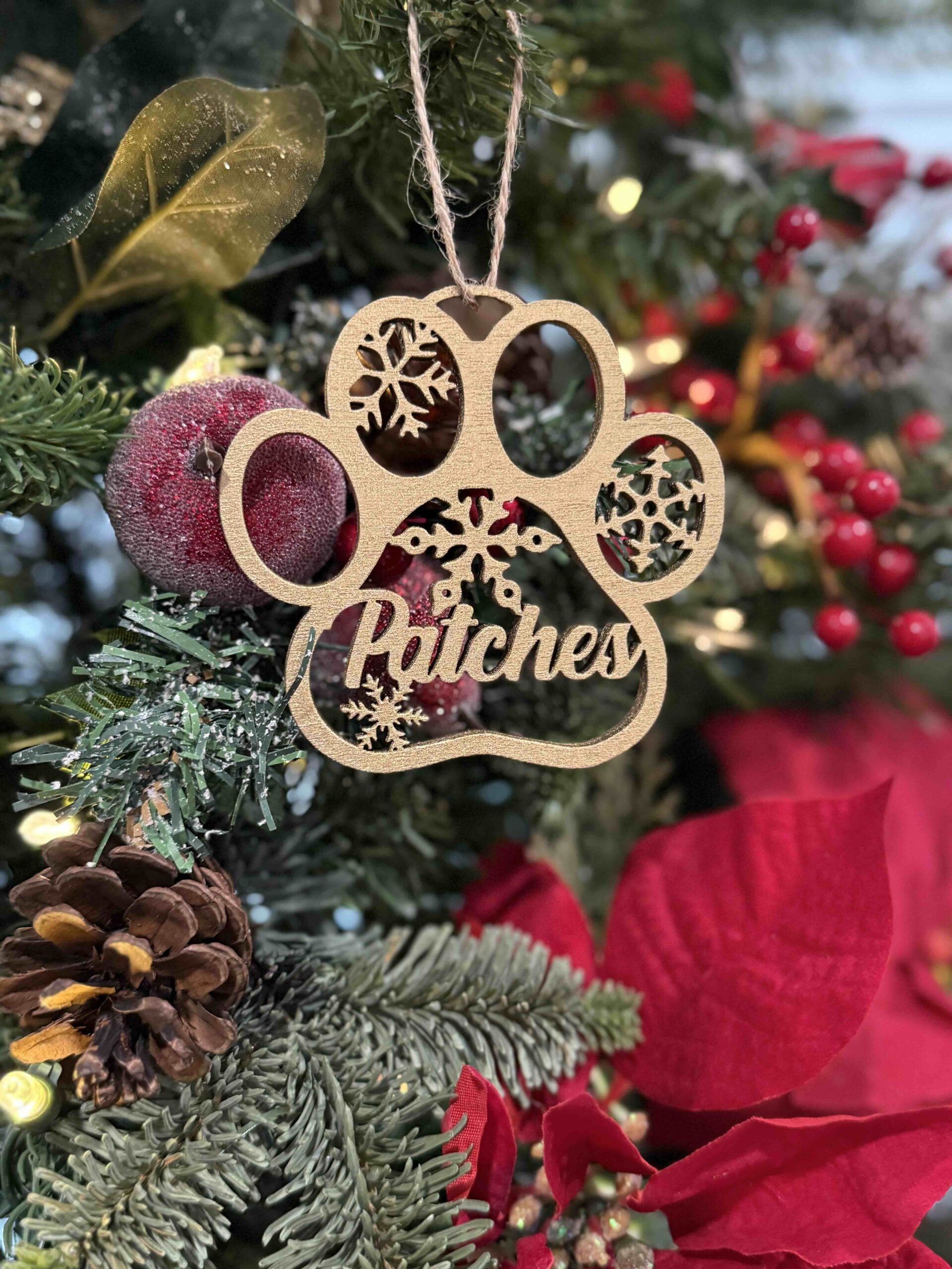 Custom Pet Name Laser Cut Tree Ornament Painted - Image 5