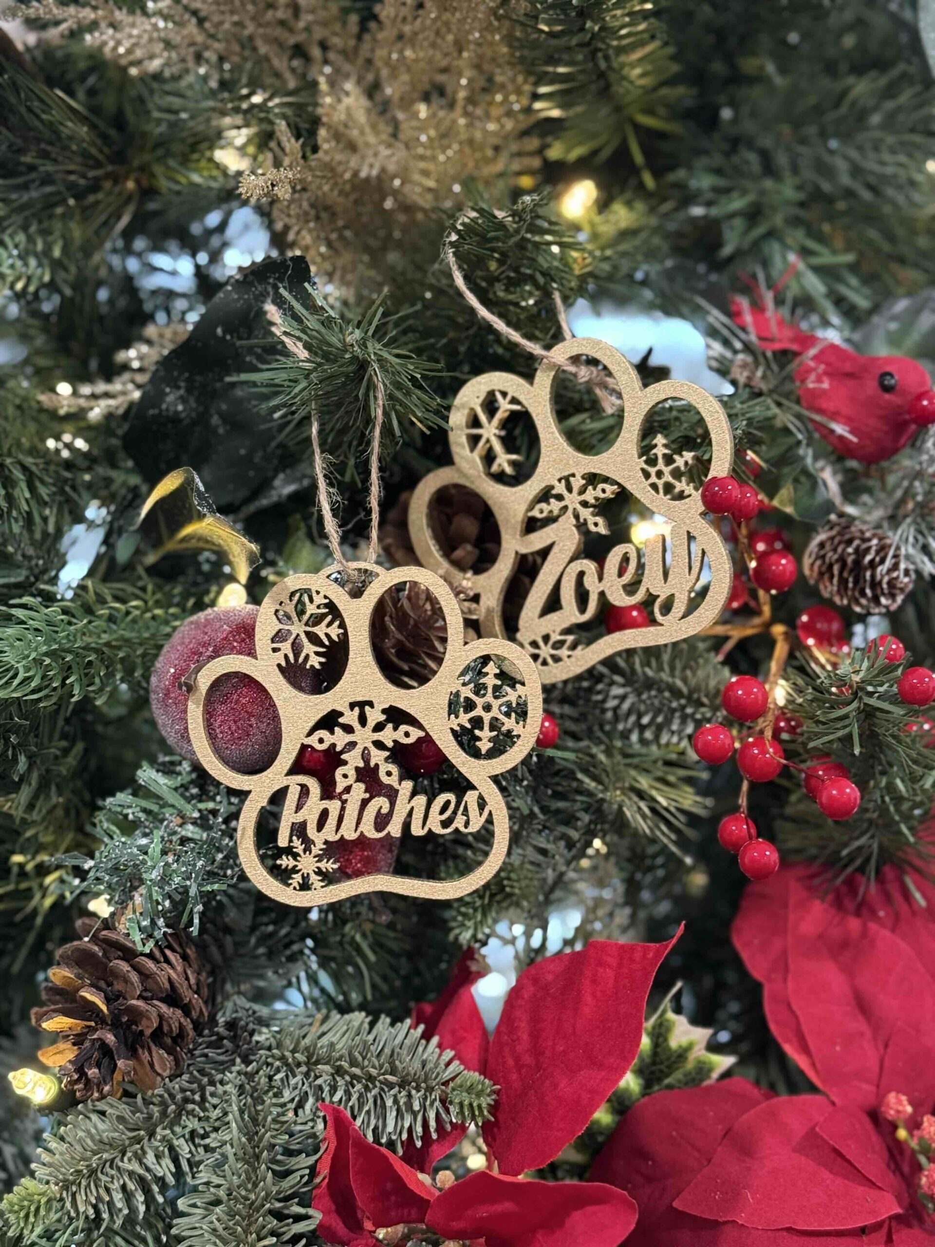 Custom Pet Name Laser Cut Tree Ornament Painted - Image 7
